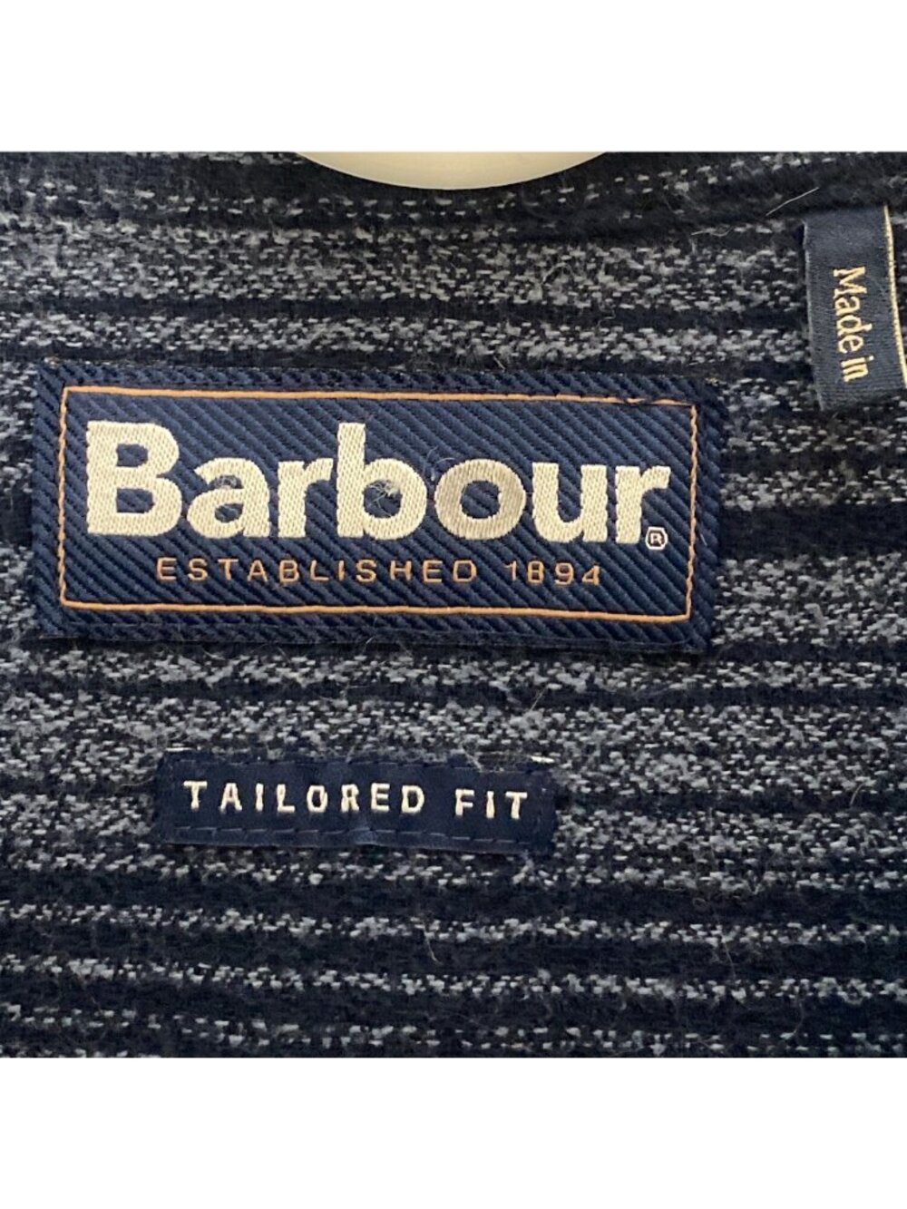 Barbour Plockton Tailored Fit Shirt Mens XL Blue Striped Cotton Button Down - Picture 3 of 13